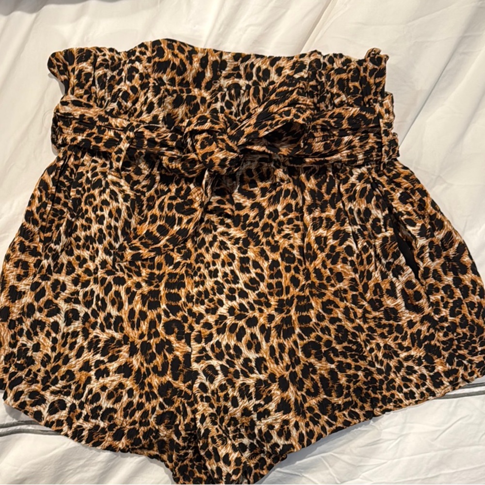 Nanushka High Waist Leopard Brown and Black Shorts